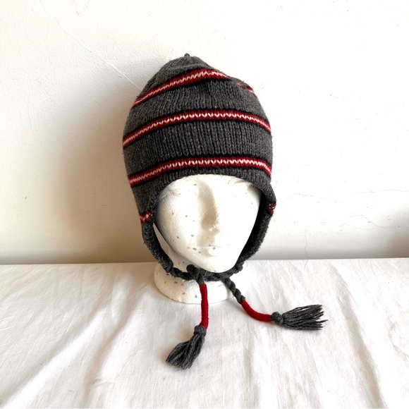 Knit Wool Blend Stripe Tassel Winter Hat - Picture 2 of 10